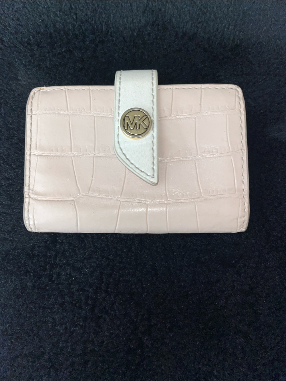 Michael Kors Light Pink Croc-Embossed Leather Strap Cardholder Wallet